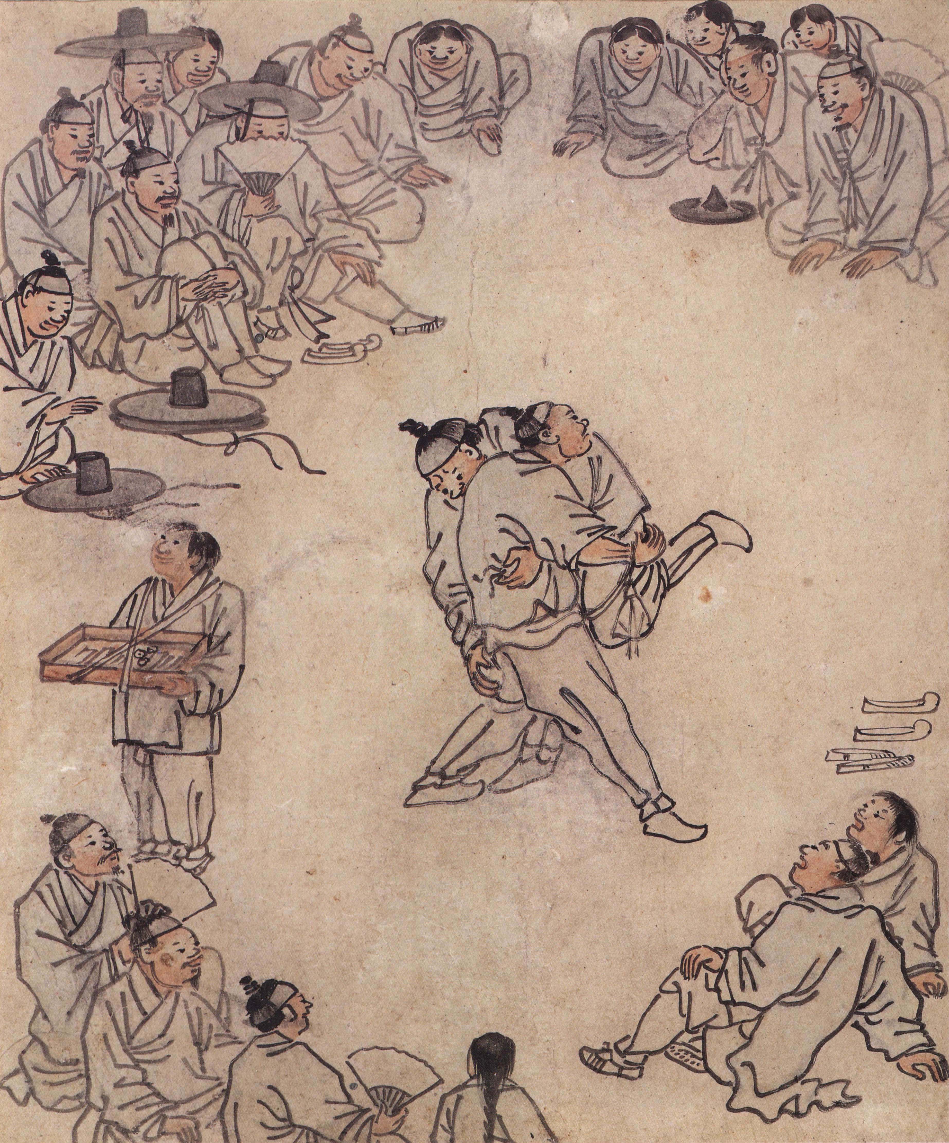 김홍도 씨름 (Wrestling) — Kim Hong-do, 18th century