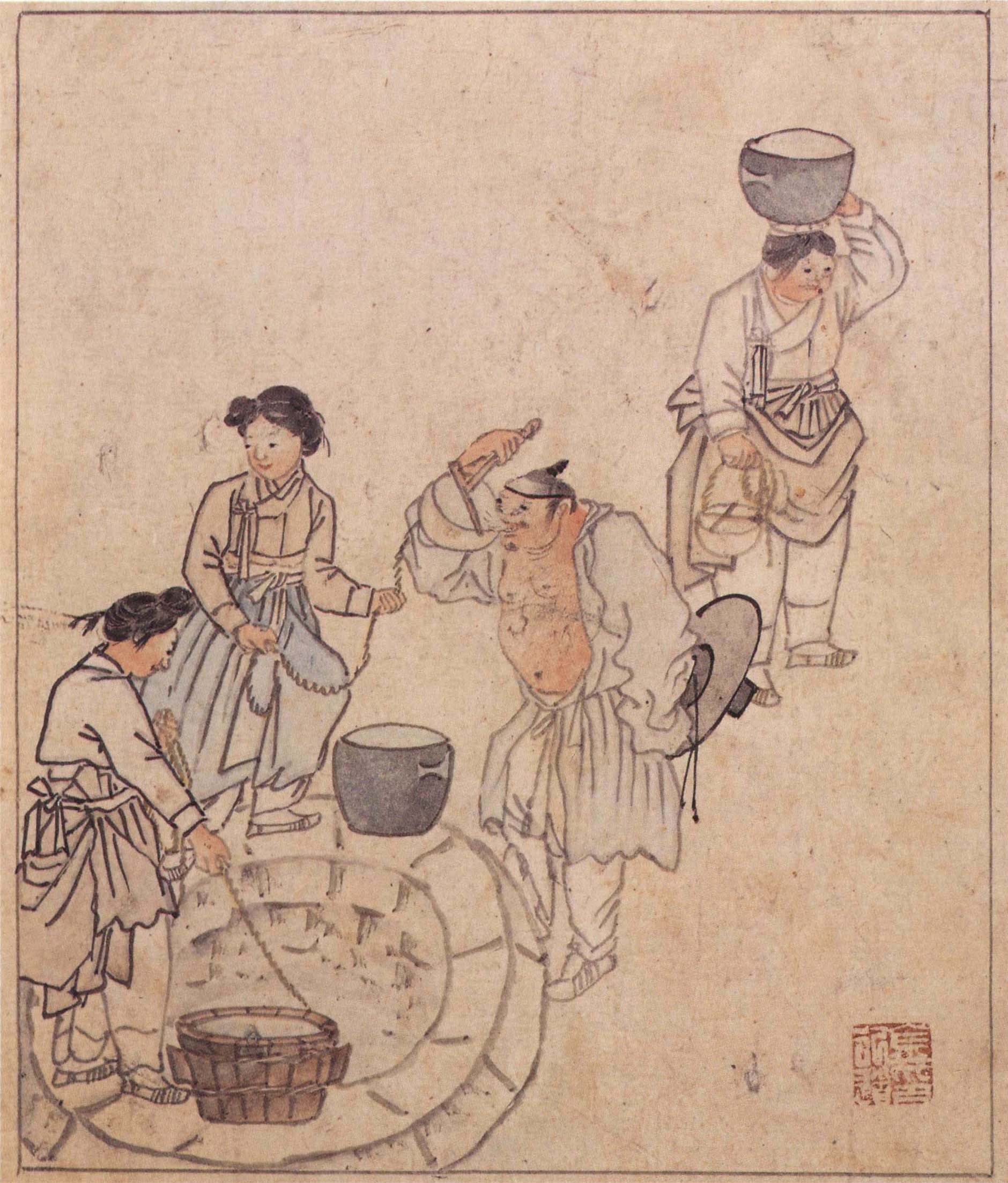 김홍도 우물가 (By a Well) — Kim Hong-do, 18th century